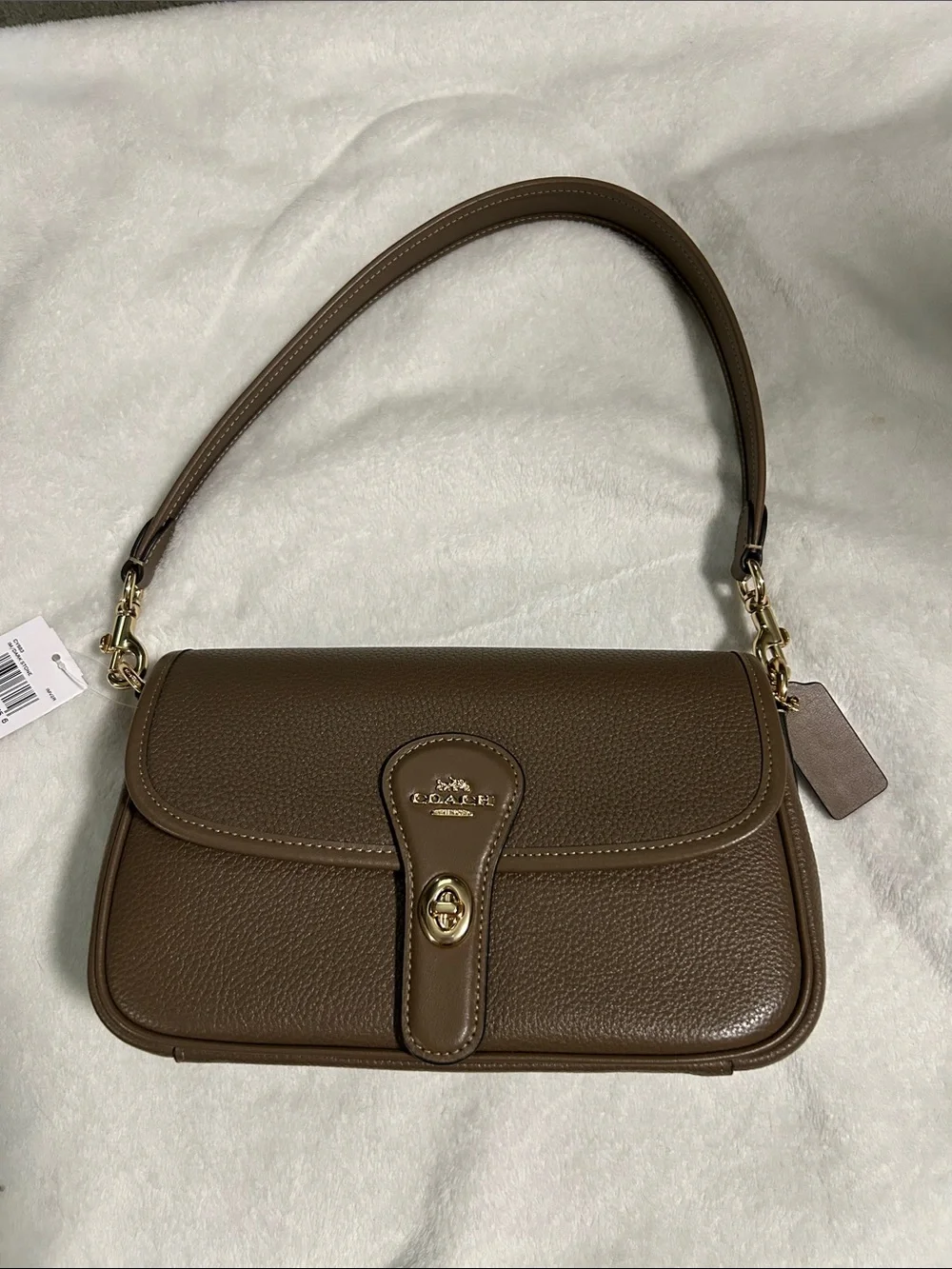 Coach Dark stone Pebble Leather Shoulder Bag with,crossbody strap Gold Hardware - Picture 1 of 3